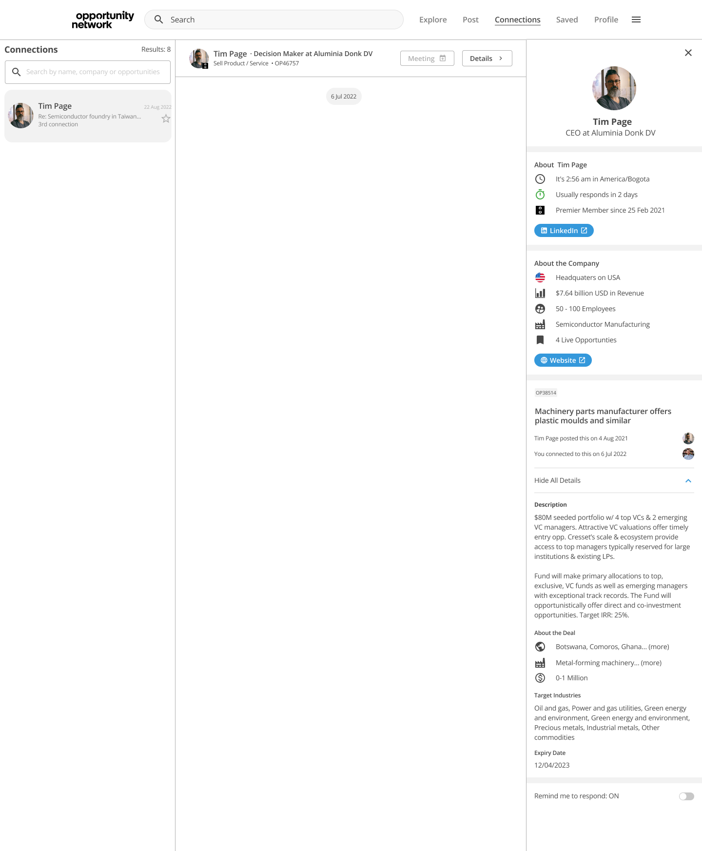 Connection details
